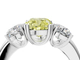 White gold Three-Stone Fancy Yellow Cushion Cut Cut Diamond Ring with Channel Set Band and Four-Prong Setting_16