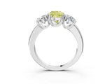 White gold Three-Stone Fancy Yellow Cushion Cut Cut Diamond Ring with Channel Set Band and Four-Prong Setting_3