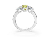 White gold Three-Stone Fancy Yellow Cushion Cut Cut Diamond Ring with Channel Set Band and Four-Prong Setting_8