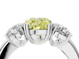 White gold Three-Stone Fancy Yellow Cushion Cut Cut Diamond Ring with Channel Set Band and Four-Prong Setting_9