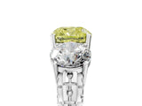 White gold Three-Stone Fancy Yellow Cushion Cut Cut Diamond Ring with Channel-Set Band and Prong Setting_5