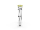White gold Three-Stone Fancy Yellow Cushion Cut Cut Diamond Ring with Prong Setting and Classic Band_2