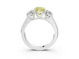 White gold Three-Stone Fancy Yellow Cushion Cut Cut Diamond Ring with Prong Setting and Classic Band_3