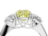 White gold Three-Stone Fancy Yellow Cushion Cut Cut Diamond Ring with Prong Setting and Classic Band_4