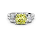 White gold Three-Stone Fancy Yellow Cushion Cut Cut Solitaire Ring with Classic Prong Setting_12