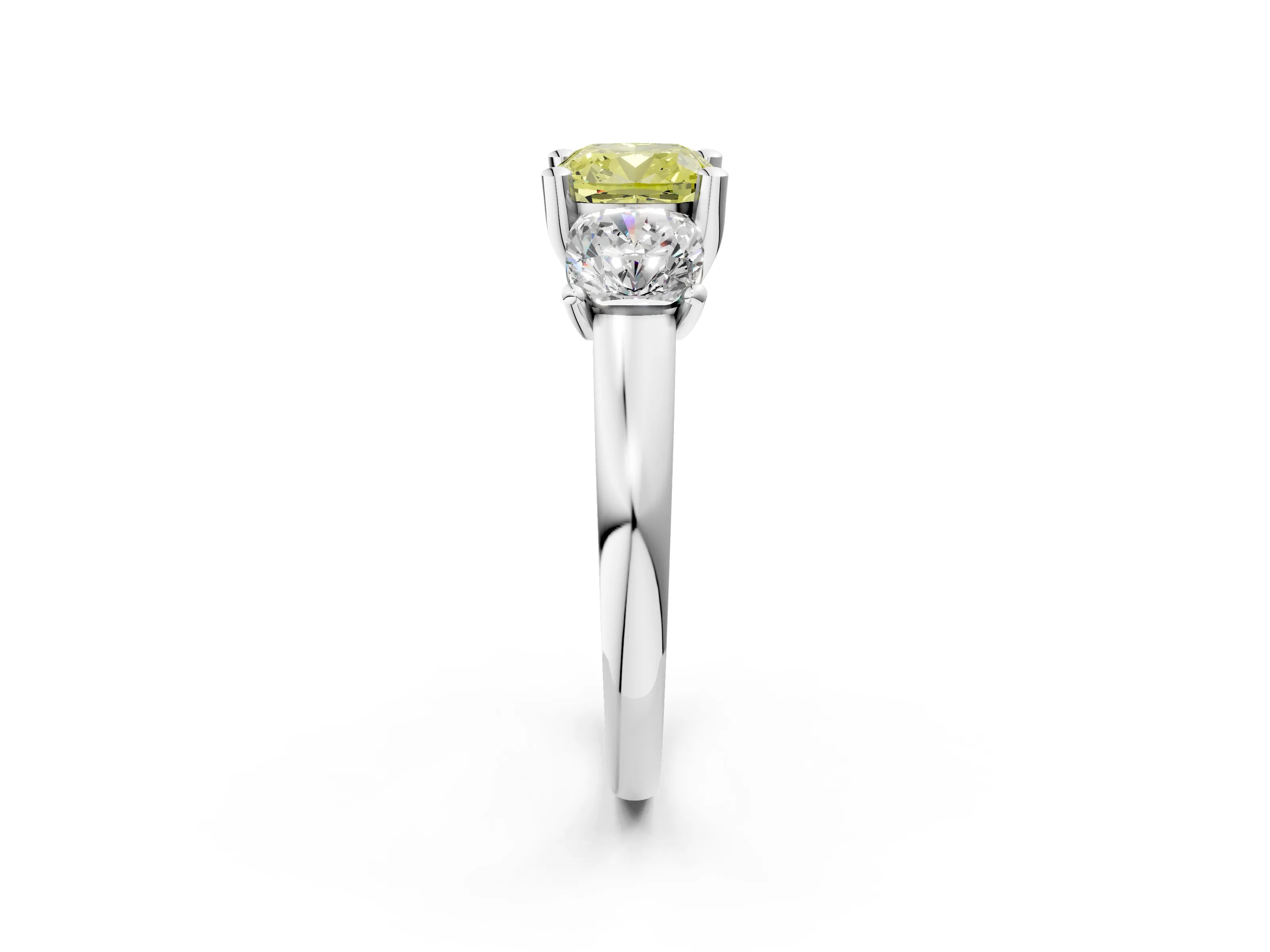 White gold Three-Stone Fancy Yellow Cushion Cut Cut Solitaire Ring with Classic Prong Setting_14