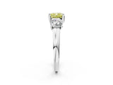 White gold Three-Stone Fancy Yellow Cushion Cut Cut Solitaire Ring with Classic Prong Setting_14