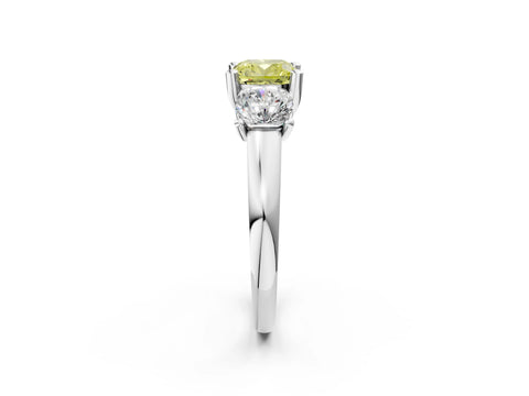 White gold Three-Stone Fancy Yellow Cushion Cut Cut Solitaire Ring with Classic Prong Setting_14
