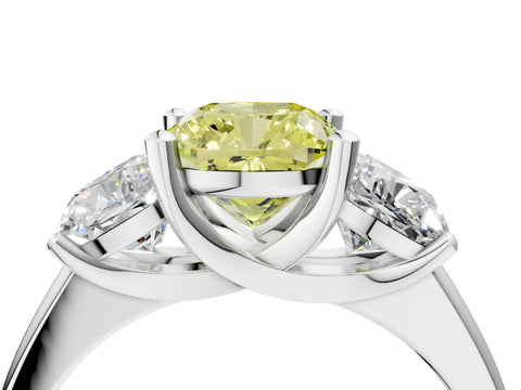 White gold Three-Stone Fancy Yellow Cushion Cut Cut Solitaire Ring with Classic Prong Setting_16