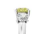 White gold Three-Stone Fancy Yellow Cushion Cut Cut Solitaire Ring with Classic Prong Setting_17