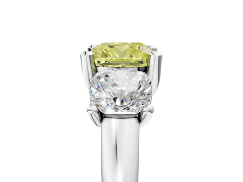White gold Three-Stone Fancy Yellow Cushion Cut Cut Solitaire Ring with Classic Prong Setting_17