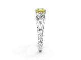 White gold Three-Stone Fancy Yellow Cushion Cut Diamond Braided Band Ring with Four-Prong Setting_34
