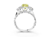 White gold Three-Stone Fancy Yellow Cushion Cut Diamond Braided Band Ring with Four-Prong Setting_35