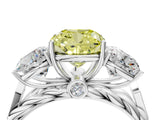White gold Three-Stone Fancy Yellow Cushion Cut Diamond Braided Band Ring with Four-Prong Setting_36