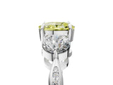 White gold Three-Stone Fancy Yellow Cushion Cut Diamond Channel Set Engagement Ring with Prong Setting_17