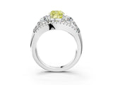 White gold Three-Stone Fancy Yellow Cushion Cut Diamond Engagement Ring with Pave Band and Prong Setting_15