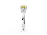 White gold Three-Stone Fancy Yellow Cushion Cut Diamond Engagement Ring with Prong Setting_17