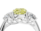 White gold Three-Stone Fancy Yellow Cushion Cut Diamond Engagement Ring with Prong Setting_19