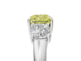 White gold Three-Stone Fancy Yellow Cushion Cut Diamond Engagement Ring with Prong Setting_20