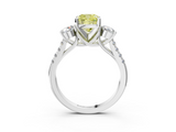 White gold Three-Stone Fancy Yellow Cushion  Cut Diamond Pavé Band with Four-Prong Setting_31