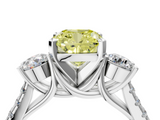 White gold Three-Stone Fancy Yellow Cushion  Cut Diamond Pavé Band with Four-Prong Setting_32