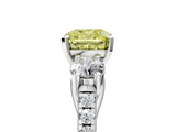 White gold Three-Stone Fancy Yellow Cushion  Cut Diamond Pavé Band with Four-Prong Setting_33