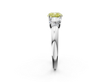 White gold Three-Stone Fancy Yellow Cushion  Cut Diamond Ring with Channel-Set Band and Four-Prong Setting_78