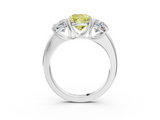 White gold Three-Stone Fancy Yellow Cushion  Cut Diamond Ring with Channel-Set Band and Four-Prong Setting_79