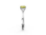 White gold Three-Stone Fancy Yellow Cushion  Cut Diamond Ring with Pear Side Stones in Four-Prong Setting_110