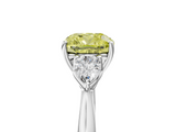 White gold Three-Stone Fancy Yellow Cushion  Cut Diamond Ring with Pear Side Stones in Four-Prong Setting_113