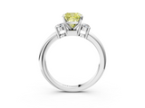White gold Three-Stone Fancy Yellow Cushion  Cut Diamond Solitaire with Prong Setting and Classic Band_45