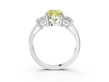 White gold Three-Stone Fancy Yellow Cushion  Cut Solitaire Ring with Prong Setting_6