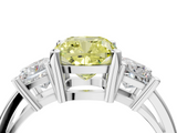 White gold Three-Stone Fancy Yellow Cushion  Cut Solitaire Ring with Prong Setting_7