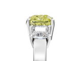 White gold Three-Stone Fancy Yellow Cushion  Cut Solitaire Ring with Prong Setting_8