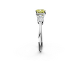 White gold Three-Stone Fancy Yellow Cushion  Diamond Ring with Pear Side Stones in Four-Prong Setting_63