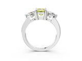 White gold Three-Stone Fancy Yellow Emerald  Brilliant Cut Solitaire Ring with Prong Setting on a Classic Band 4