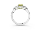 White gold Three-Stone Fancy Yellow Emerald Cut Brilliant Diamond Solitaire Ring with Tapered Band and Four-Prong Setting_34