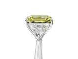 White gold Three-Stone Fancy Yellow Emerald Cut Brilliant Diamond Solitaire Ring with Tapered Band and Four-Prong Setting_36