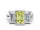 White gold Three Stone Fancy Yellow Emerald Cut Cut Channel Set Diamond Ring_36