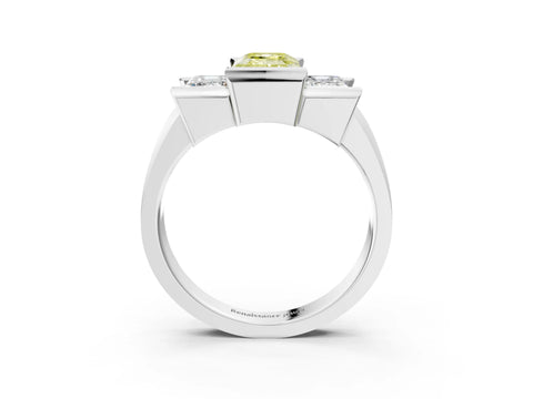 White gold Three Stone Fancy Yellow Emerald Cut Cut Channel Set Diamond Ring_39