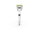 White gold Three-Stone Fancy Yellow Emerald Cut Cut Diamond Engagement Ring with Flat Band and Four-Prong Setting_14