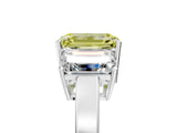 White gold Three-Stone Fancy Yellow Emerald Cut Cut Diamond Engagement Ring with Flat Band and Four-Prong Setting_17