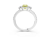 White gold Three-Stone Fancy Yellow Emerald Cut Cut Diamond Pavé Band with Prong Setting_60