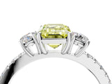 White gold Three-Stone Fancy Yellow Emerald Cut Cut Diamond Pavé Band with Prong Setting_67