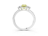 White gold Three-Stone Fancy Yellow Emerald Cut Cut Diamond Pavé Band with Prong Setting_72