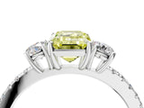 White gold Three-Stone Fancy Yellow Emerald Cut Cut Diamond Pavé Band with Prong Setting_73