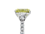 White gold Three-Stone Fancy Yellow Emerald Cut Cut Diamond Pavé Band with Prong Setting_74