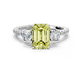 White gold Three-Stone Fancy Yellow Emerald Cut Cut Diamond Pavé Band with Prong Setting_75