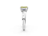 White gold Three-Stone Fancy Yellow Emerald Cut Cut Diamond Ring with Channel Set Band and Four-Prong Setting_14