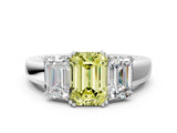 White gold Three-Stone Fancy Yellow Emerald Cut Cut Diamond Ring with Channel Set Band and Four-Prong Setting_36